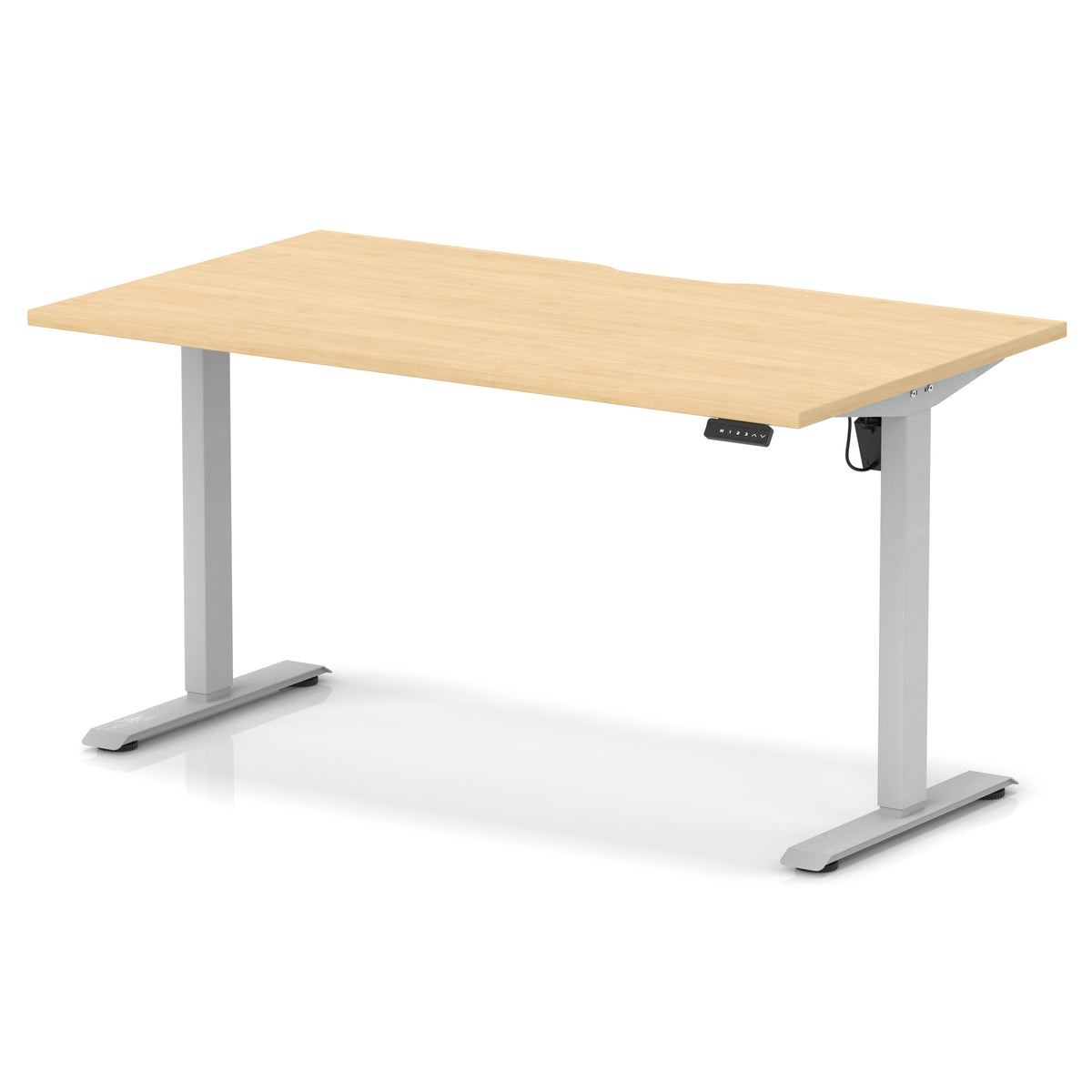 Air Lite Height Adjustable Desk With Scalloped Edge 1400mm Maple Silver - Industrious Decor