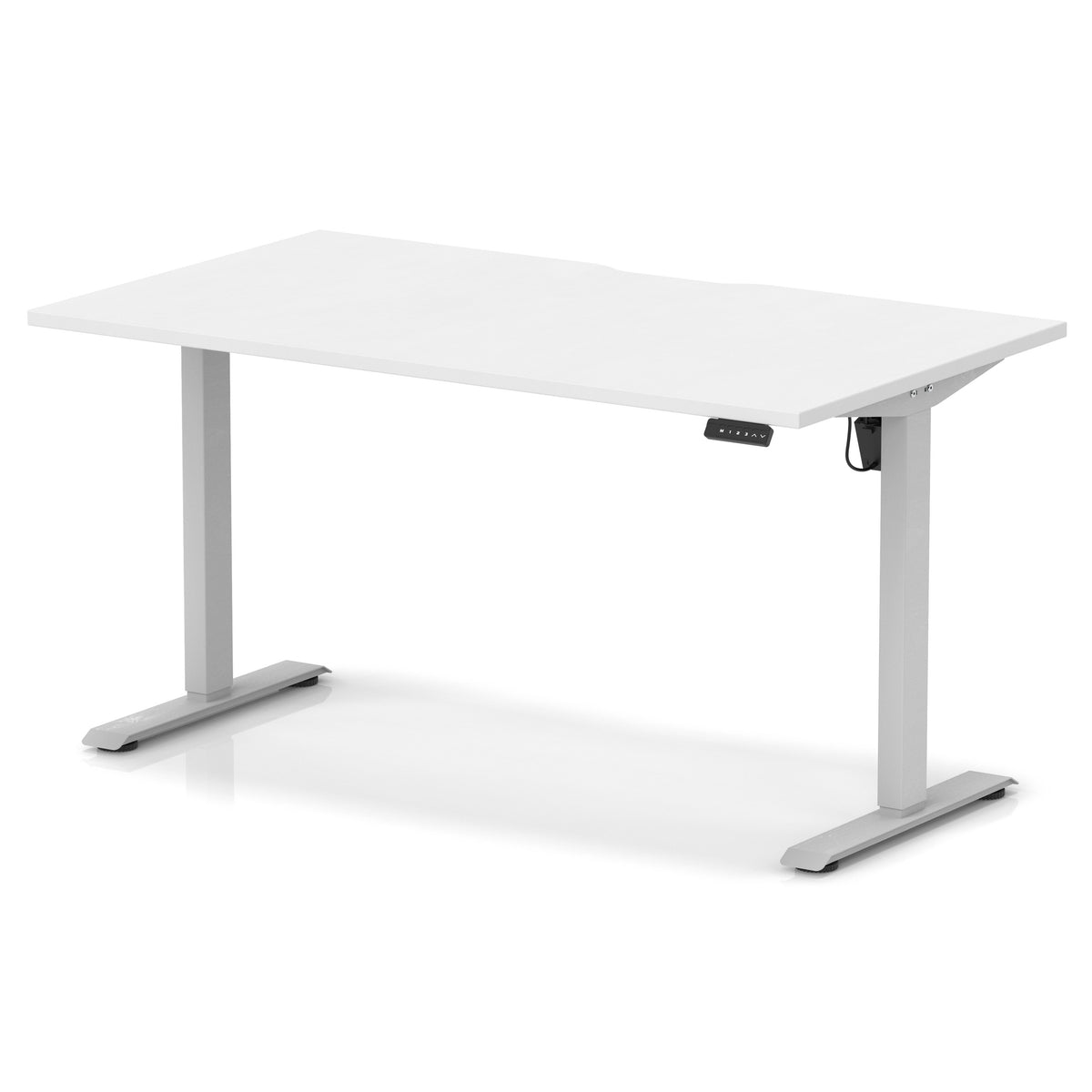 Air Lite Height Adjustable Desk With Scalloped Edge 1400mm White Silver - Industrious Decor