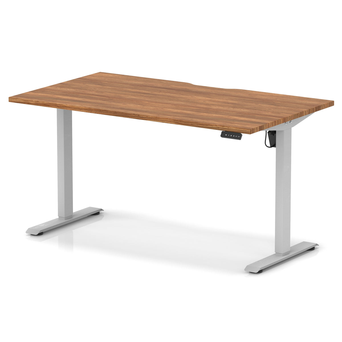 Air Lite Height Adjustable Desk With Scalloped Edge 1400mm Walnut Silver - Industrious Decor