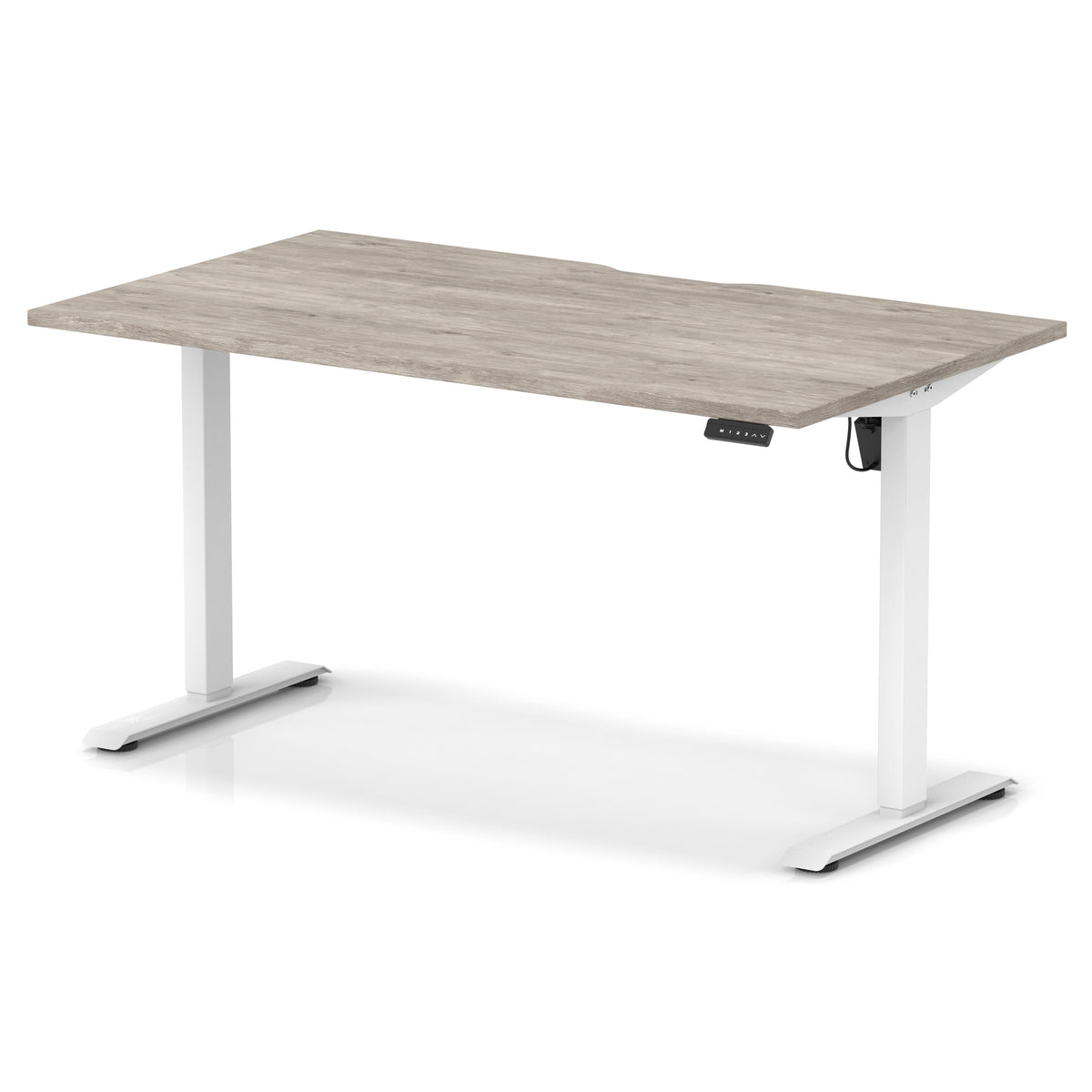 Air Lite Height Adjustable Desk With Scalloped Edge 1400mm Grey Oak White - Industrious Decor