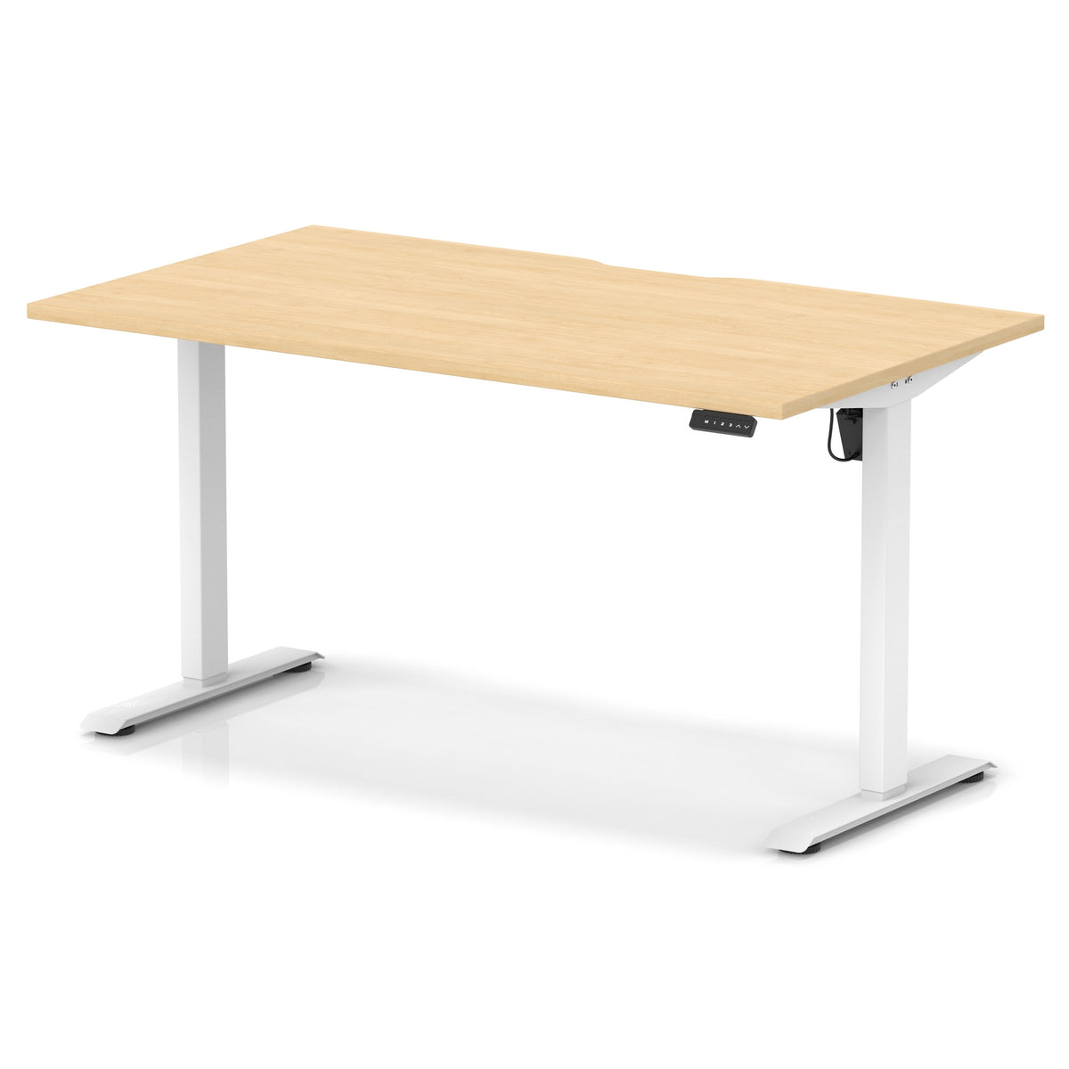 Air Lite Height Adjustable Desk With Scalloped Edge 1400mm Maple White - Industrious Decor