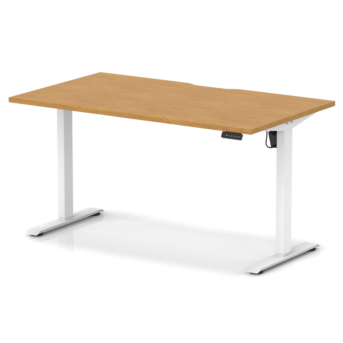 Air Lite Height Adjustable Desk With Scalloped Edge 1400mm Oak White - Industrious Decor
