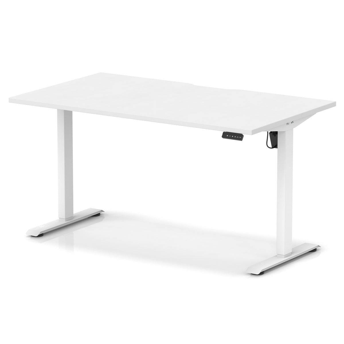 Air Lite Height Adjustable Desk With Scalloped Edge 1400mm White White - Industrious Decor