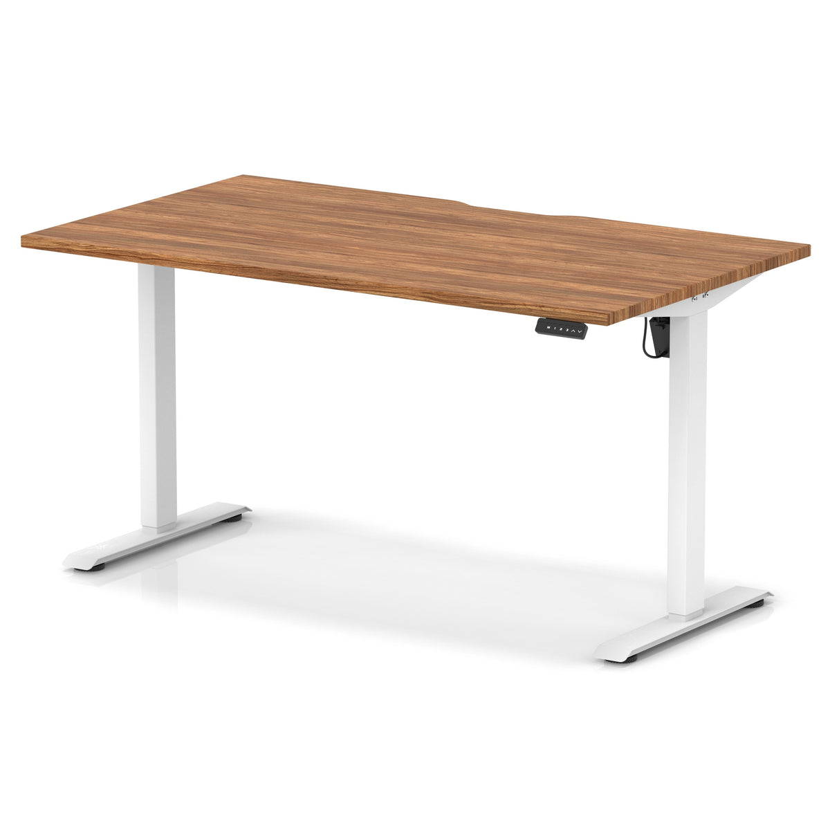Air Lite Height Adjustable Desk With Scalloped Edge 1400mm Walnut White - Industrious Decor