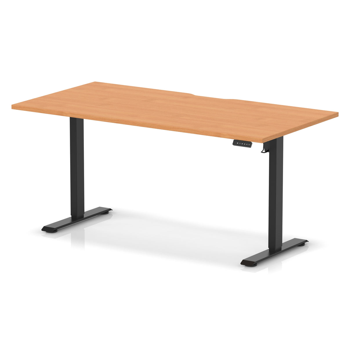 Air Lite Height Adjustable Desk With Scalloped Edge 1600mm Beech Black - Industrious Decor