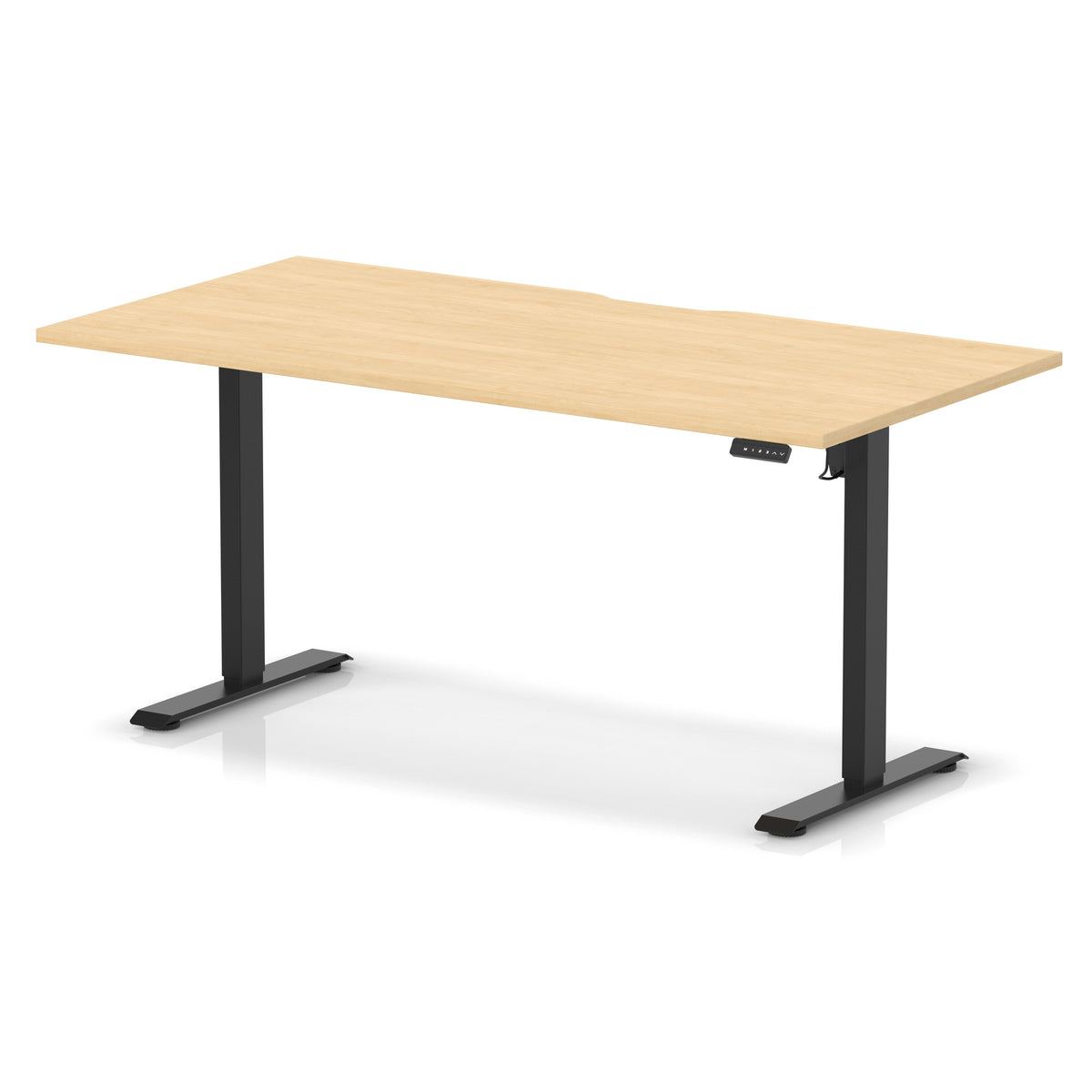 Air Lite Height Adjustable Desk With Scalloped Edge 1600mm Maple Black - Industrious Decor