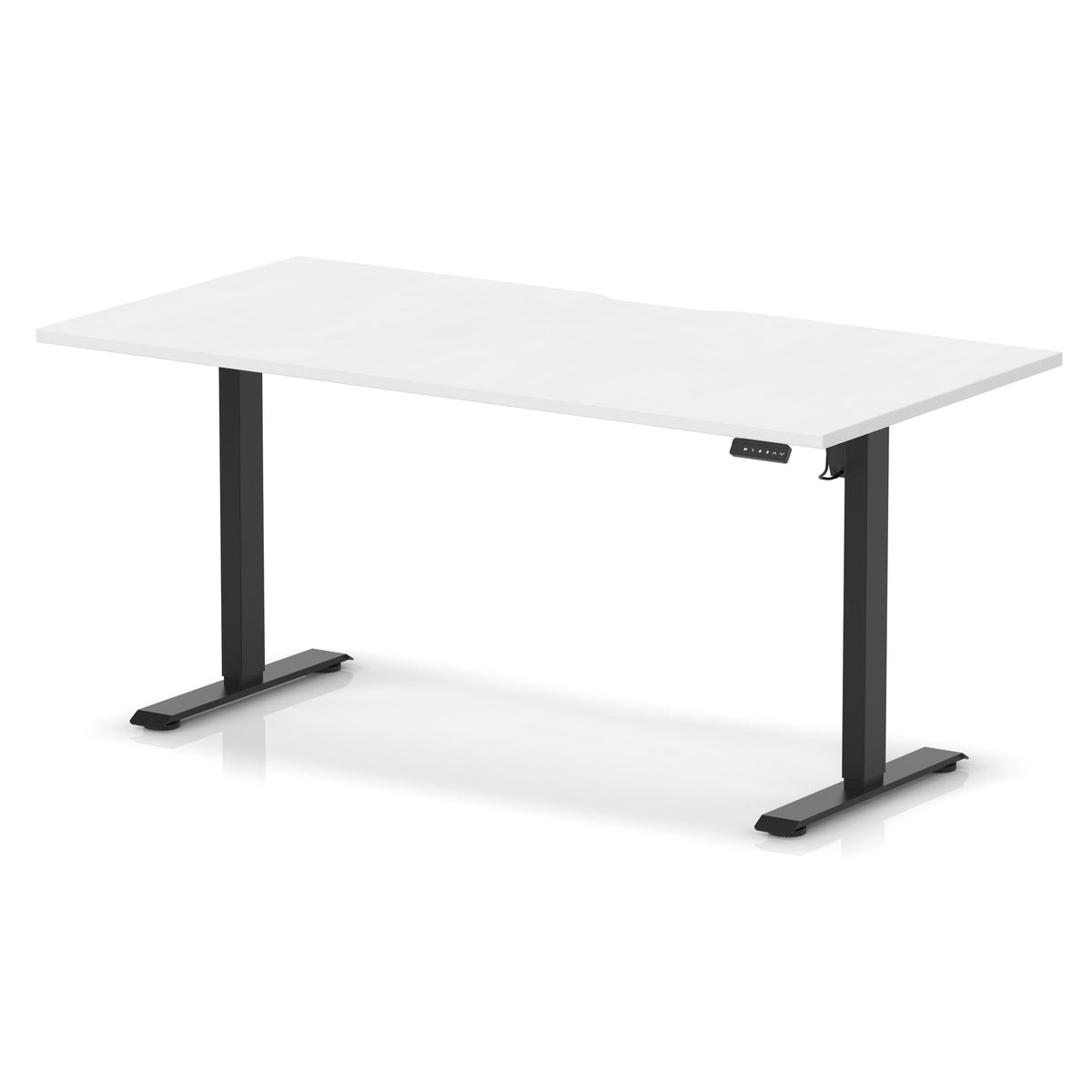 Air Lite Height Adjustable Desk With Scalloped Edge 1600mm White Black - Industrious Decor