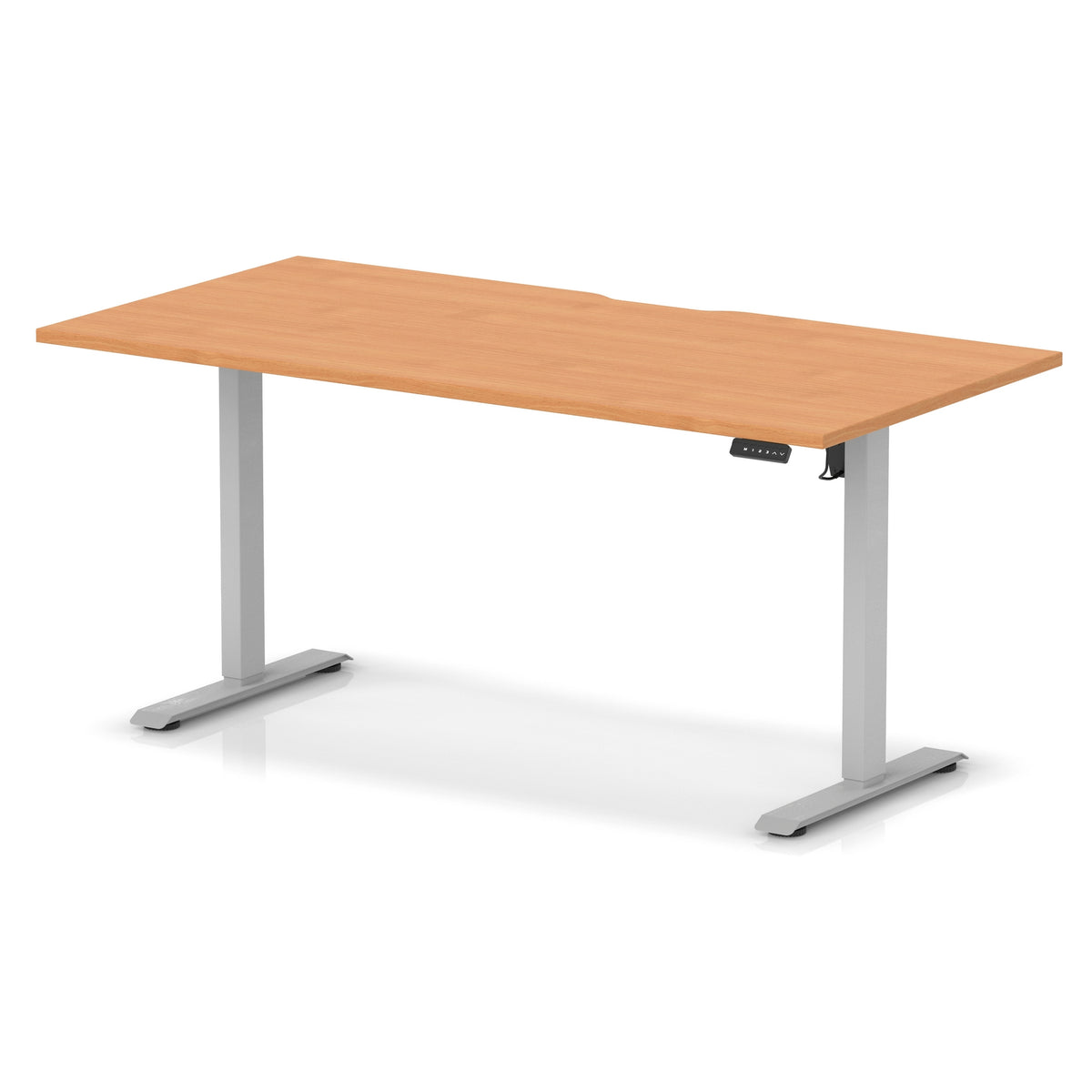 Air Lite Height Adjustable Desk With Scalloped Edge 1600mm Beech Silver - Industrious Decor