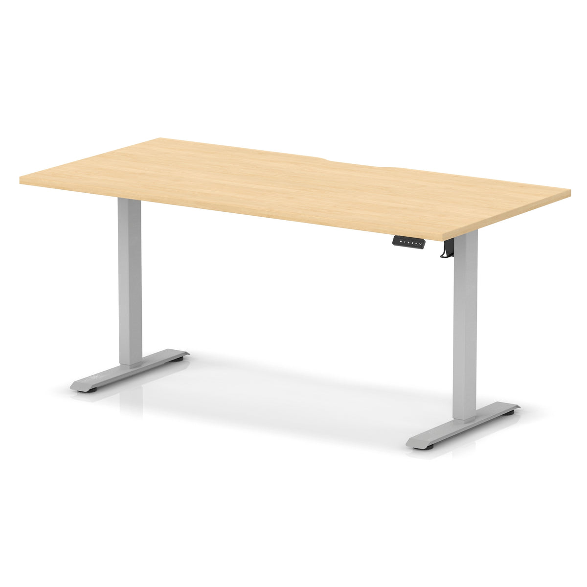Air Lite Height Adjustable Desk With Scalloped Edge 1600mm Maple Silver - Industrious Decor