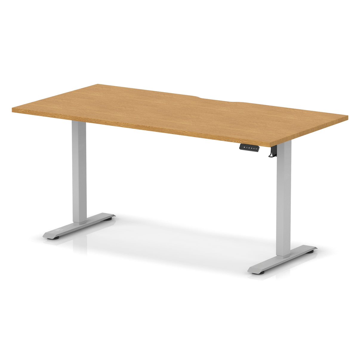 Air Lite Height Adjustable Desk With Scalloped Edge 1600mm Oak Silver - Industrious Decor