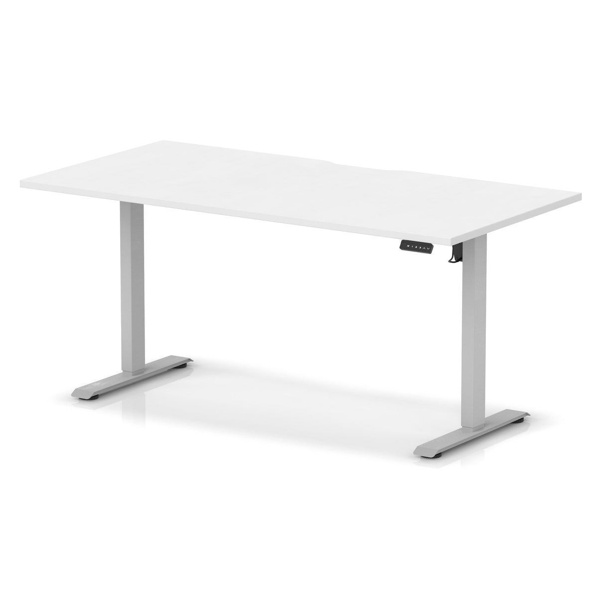 Air Lite Height Adjustable Desk With Scalloped Edge 1600mm White Silver - Industrious Decor
