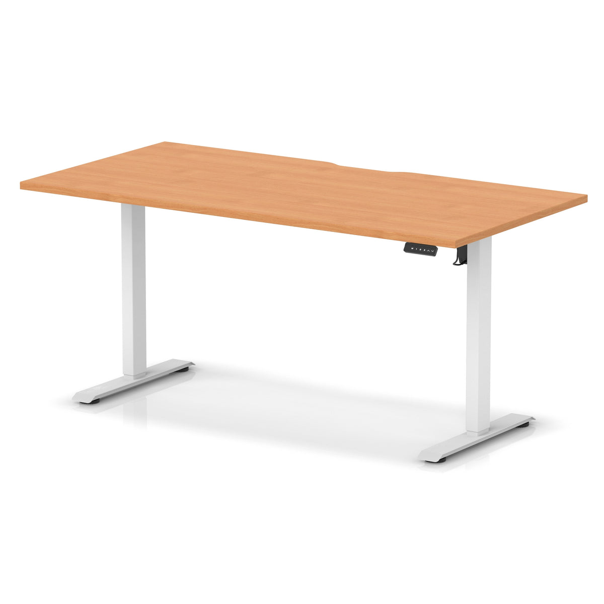 Air Lite Height Adjustable Desk With Scalloped Edge 1600mm Beech White - Industrious Decor