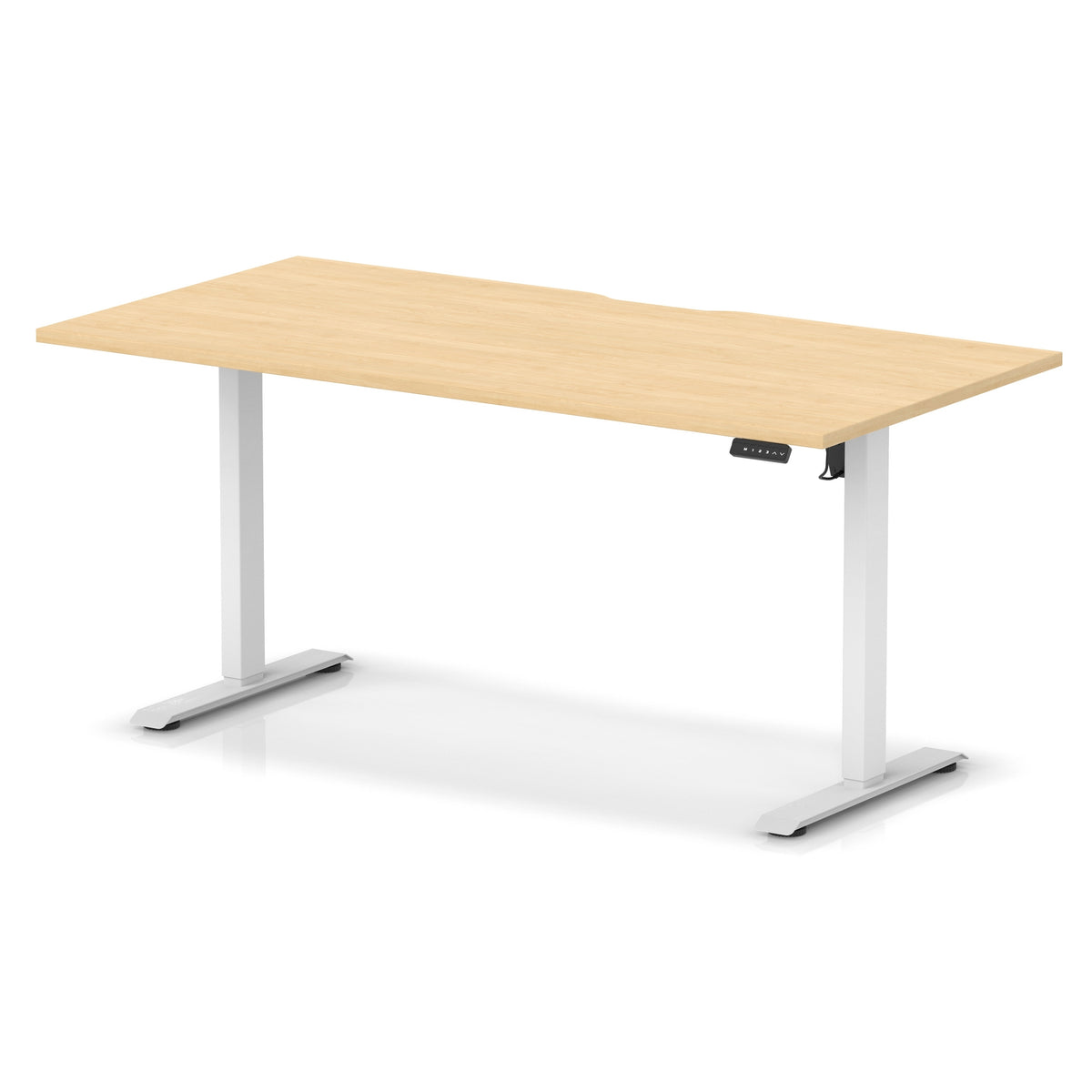 Air Lite Height Adjustable Desk With Scalloped Edge 1600mm Maple White - Industrious Decor