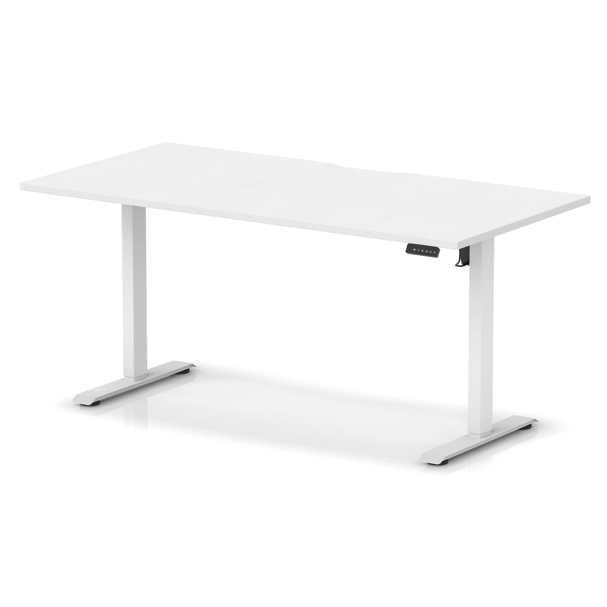 Air Lite Height Adjustable Desk With Scalloped Edge 1600mm White White - Industrious Decor