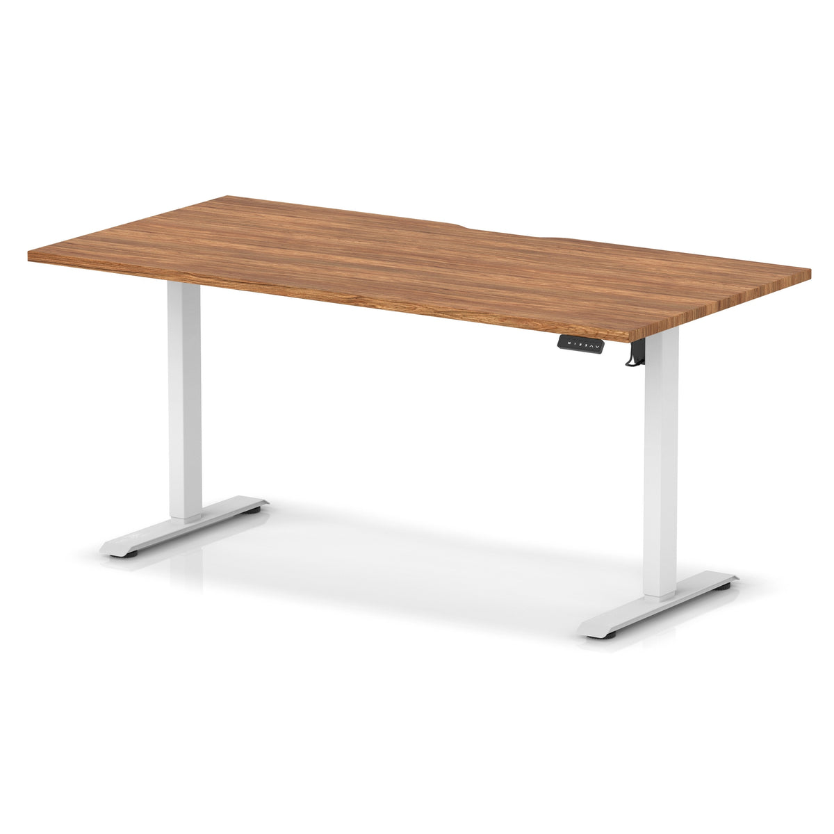 Air Lite Height Adjustable Desk With Scalloped Edge 1600mm Walnut White - Industrious Decor
