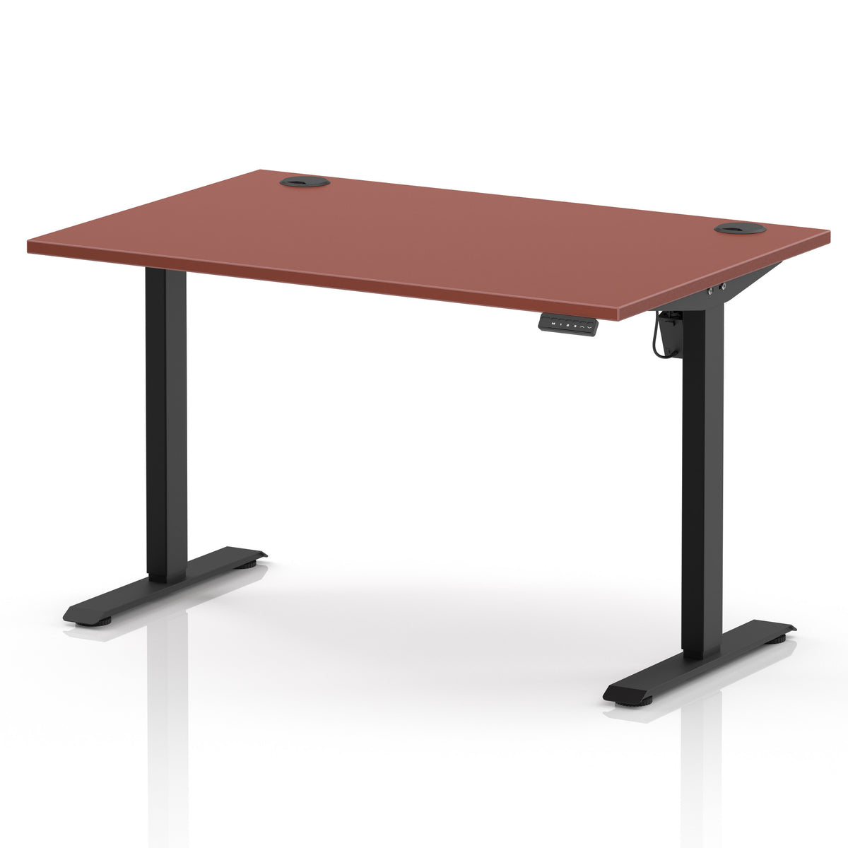 Air Lite Height Adjustable Desk With Cable Ports 1200mm Brick Red Black - Industrious Decor
