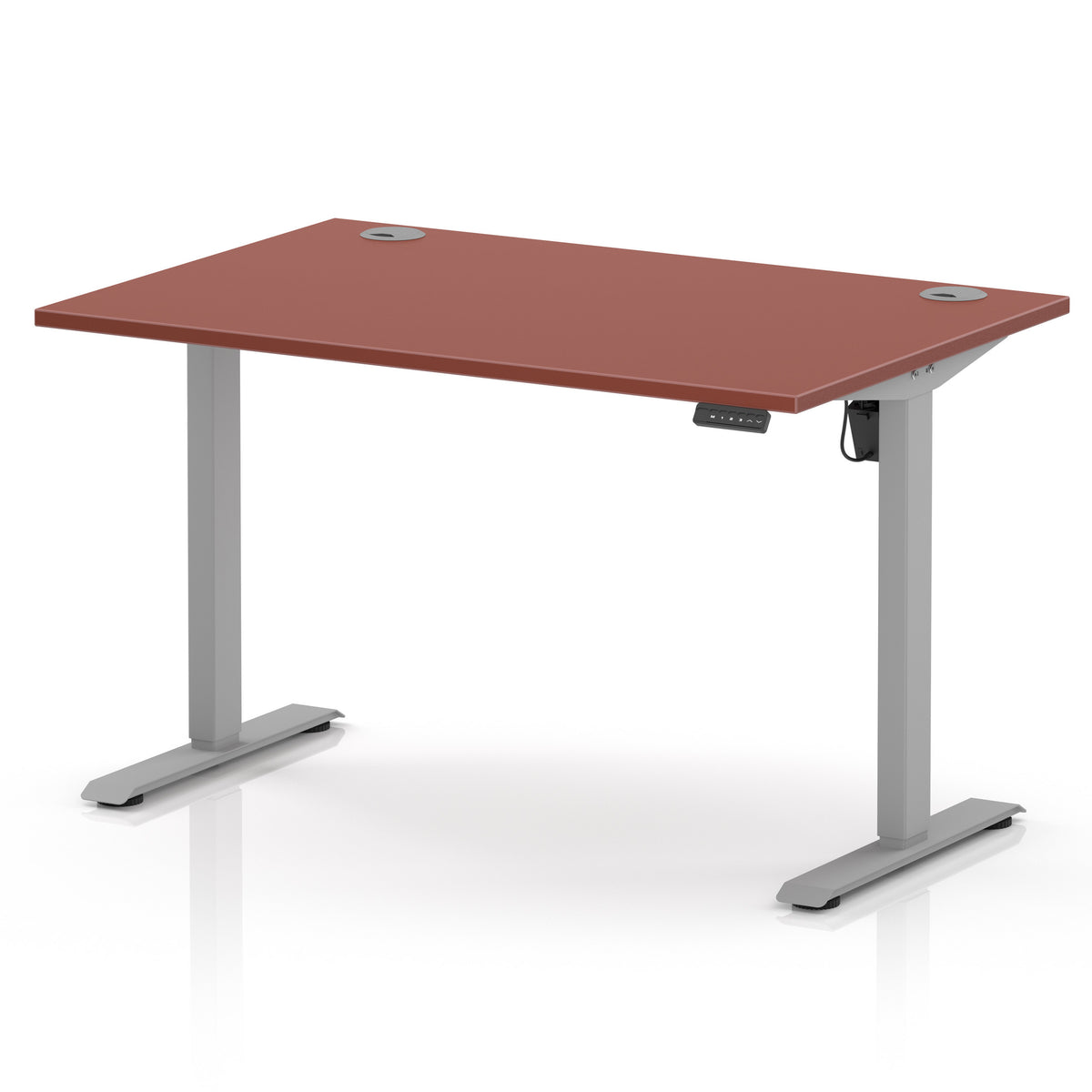 Air Lite Height Adjustable Desk With Cable Ports 1200mm Brick Red Silver - Industrious Decor