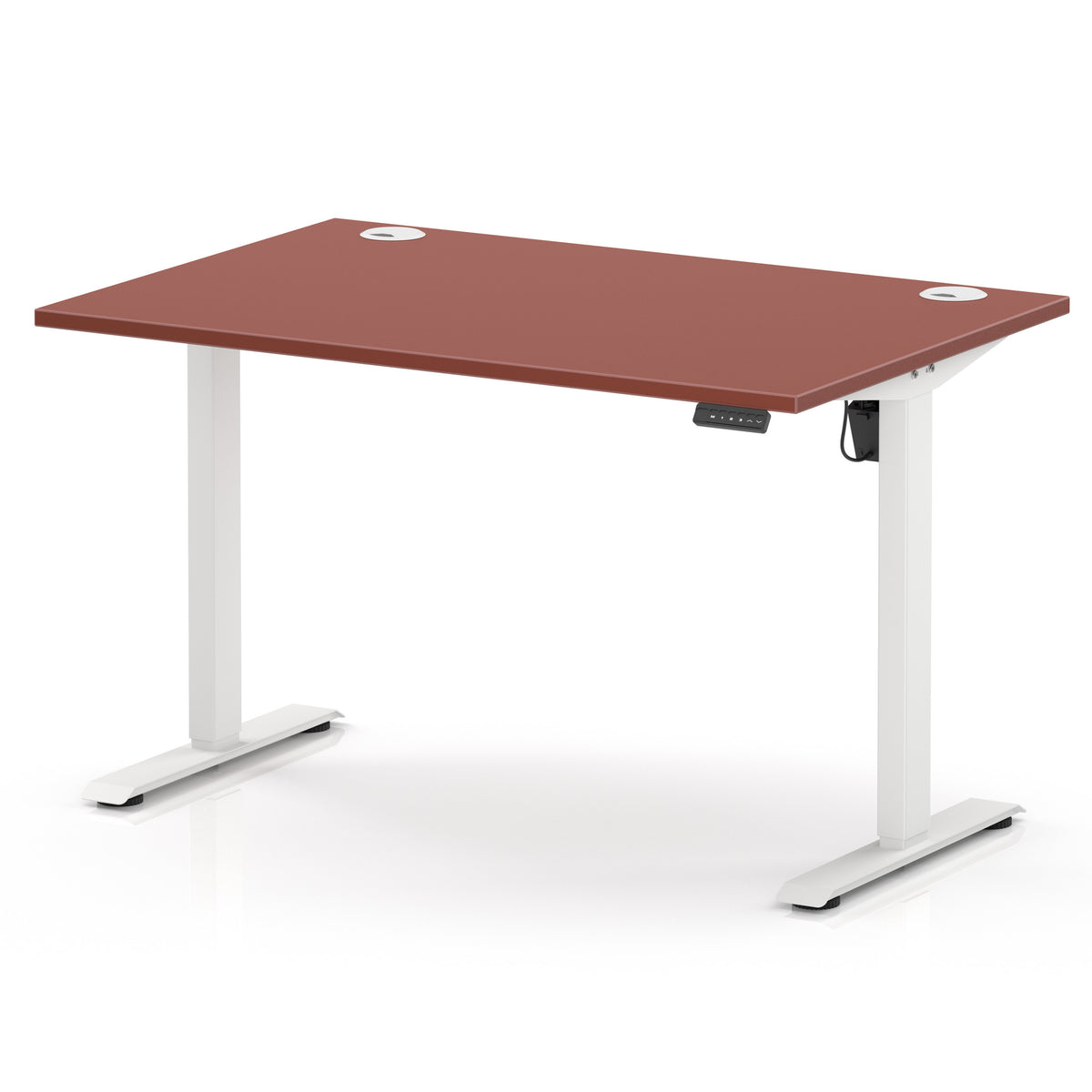 Air Lite Height Adjustable Desk With Cable Ports 1200mm Brick Red White - Industrious Decor