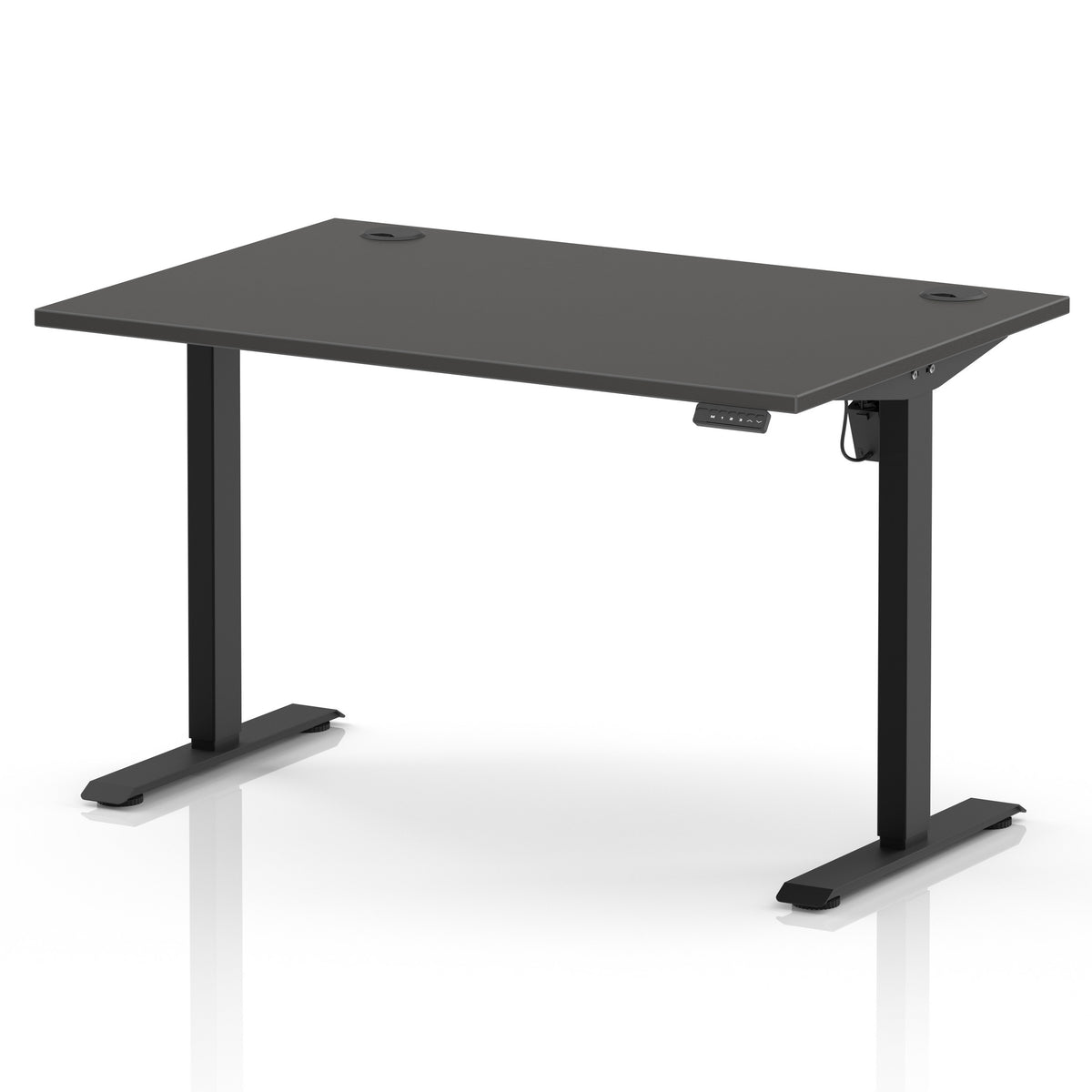 Air Lite Height Adjustable Desk With Cable Ports 1200mm Carbon Grey Black - Industrious Decor