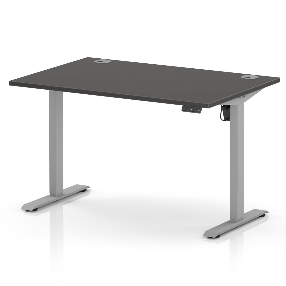 Air Lite Height Adjustable Desk With Cable Ports 1200mm Carbon Grey Silver - Industrious Decor