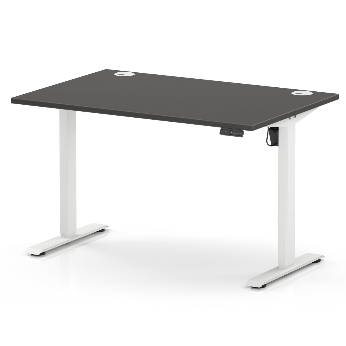 Air Lite Height Adjustable Desk With Cable Ports 1200mm Carbon Grey White - Industrious Decor