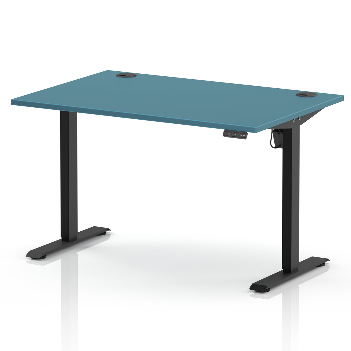 Air Lite Height Adjustable Desk With Cable Ports 1200mm Dark Teal Black - Industrious Decor