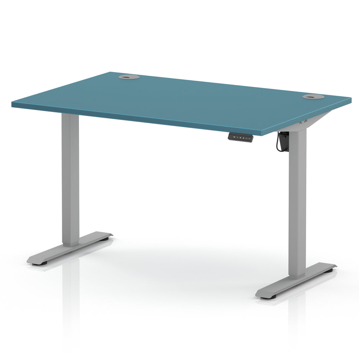 Air Lite Height Adjustable Desk With Cable Ports 1200mm Dark Teal Silver - Industrious Decor