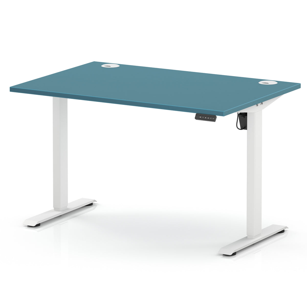 Air Lite Height Adjustable Desk With Cable Ports 1200mm Dark Teal White - Industrious Decor