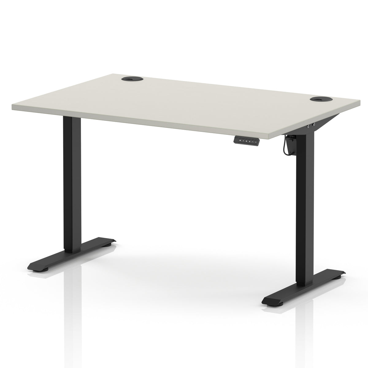 Air Lite Height Adjustable Desk With Cable Ports 1200mm Dove Grey Black - Industrious Decor