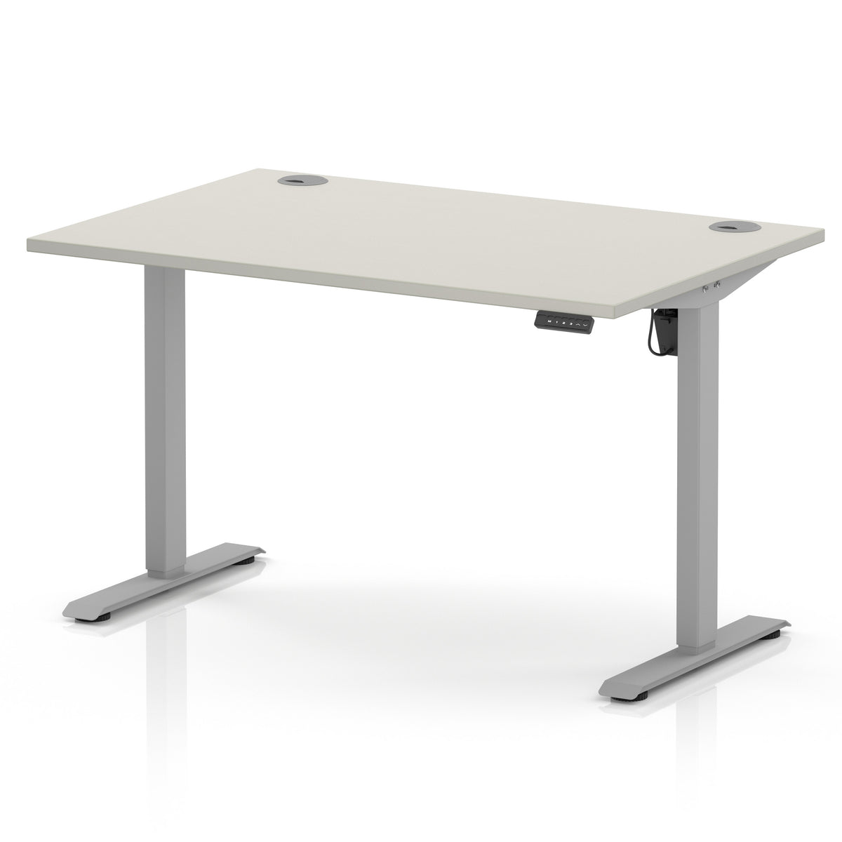 Air Lite Height Adjustable Desk With Cable Ports 1200mm Dove Grey Silver - Industrious Decor