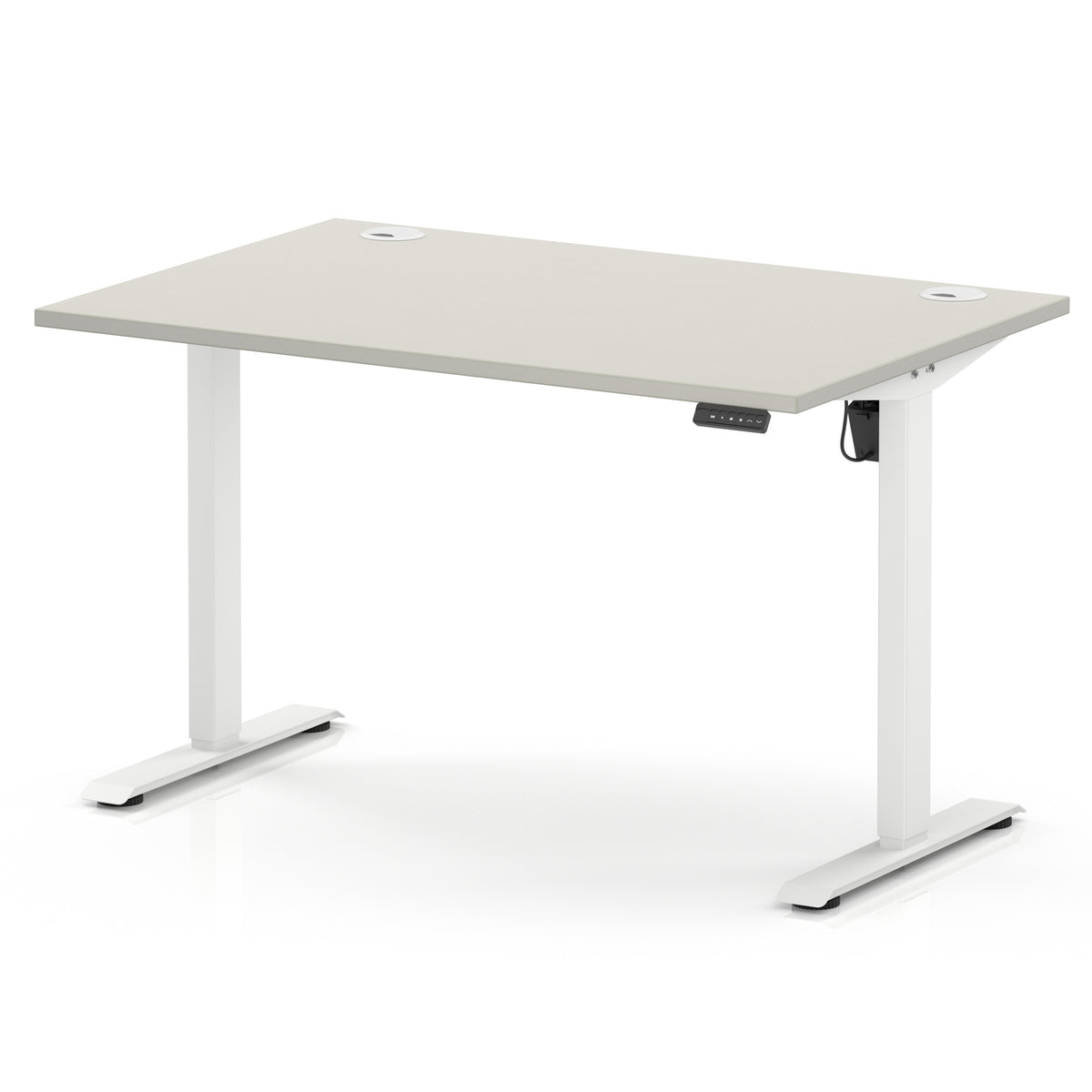 Air Lite Height Adjustable Desk With Cable Ports 1200mm Dove Grey White - Industrious Decor