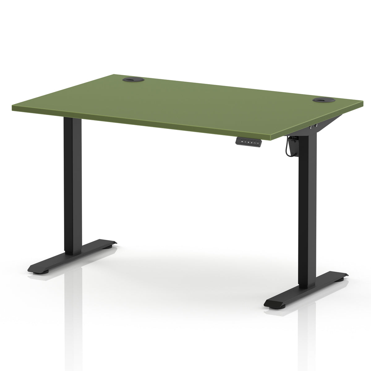 Air Lite Height Adjustable Desk With Cable Ports 1200mm Moss Green Black - Industrious Decor
