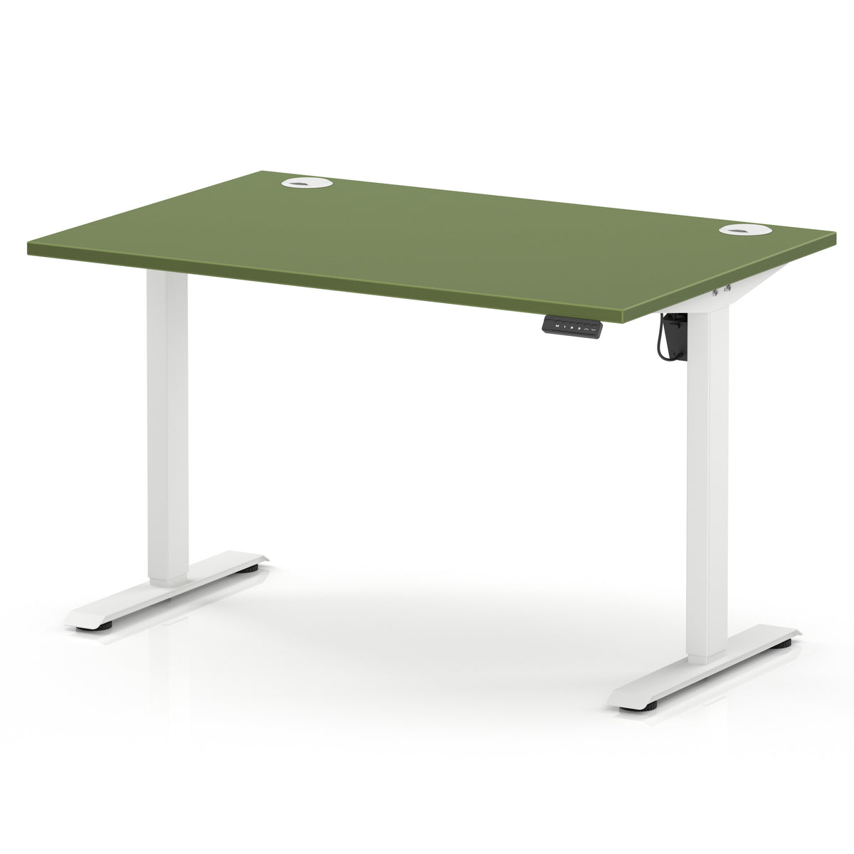 Air Lite Height Adjustable Desk With Cable Ports 1200mm Moss Green White - Industrious Decor