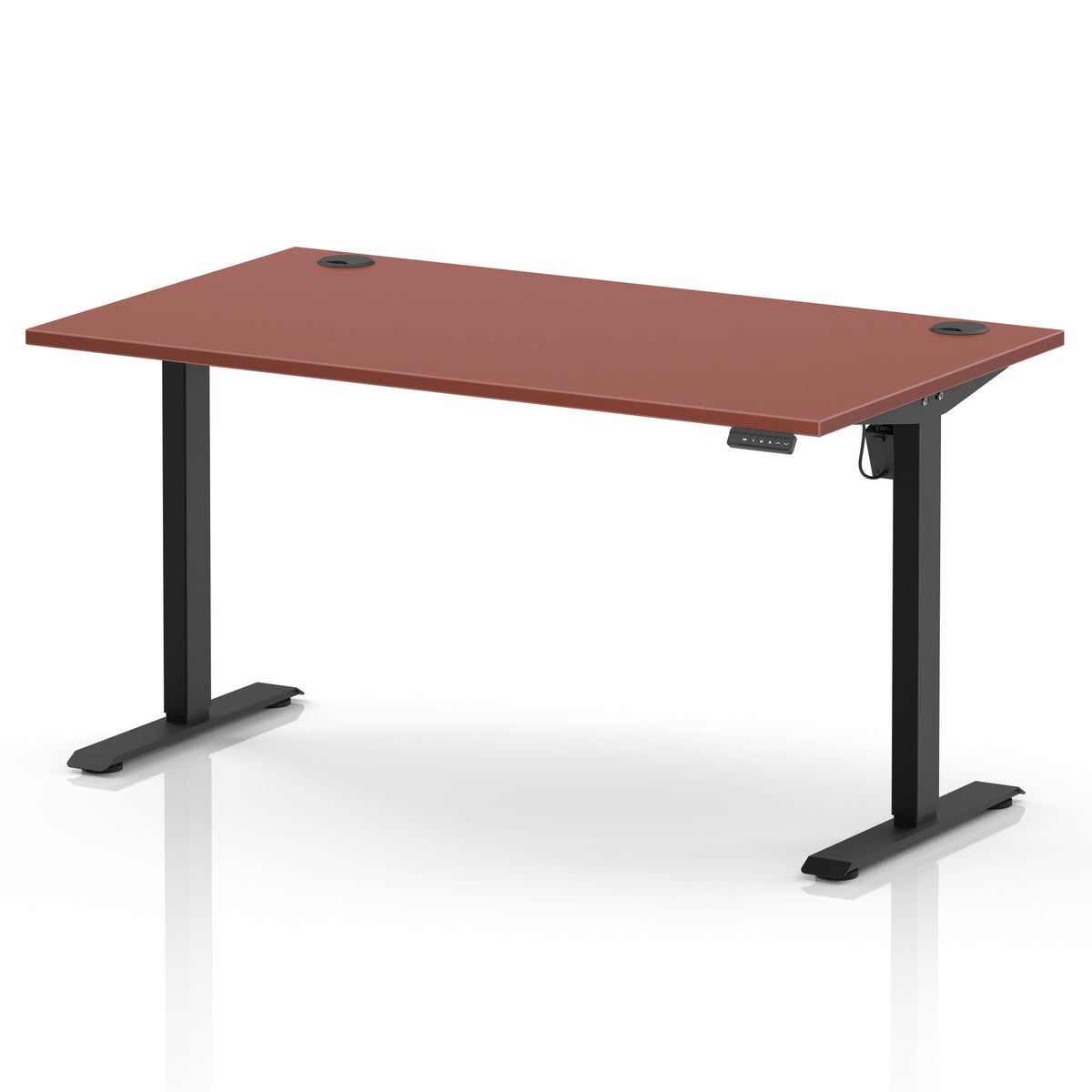 Air Lite Height Adjustable Desk With Cable Ports 1400mm Brick Red Black - Industrious Decor