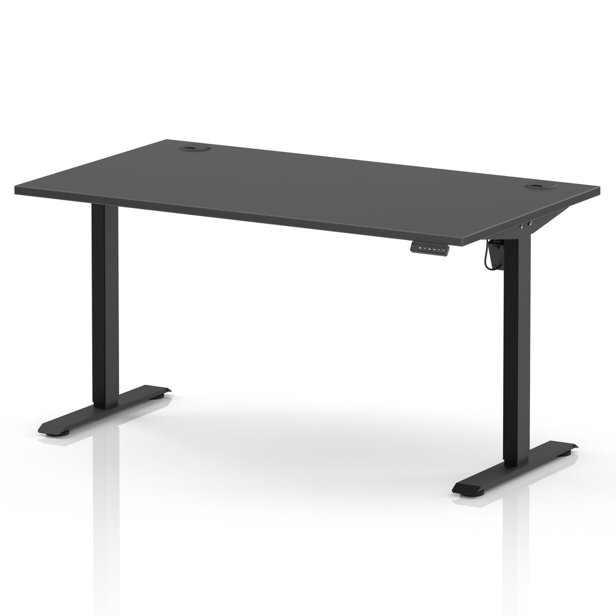 Air Lite Height Adjustable Desk With Cable Ports 1400mm Carbon Grey Black - Industrious Decor