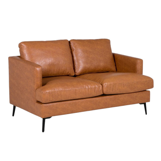 Harlow 2 Seater CRIB 5 contract sofa in tan faux leather — W 1430mm x H 860mm x D 700mm, for hotel bar areas and restaurant lounge spaces