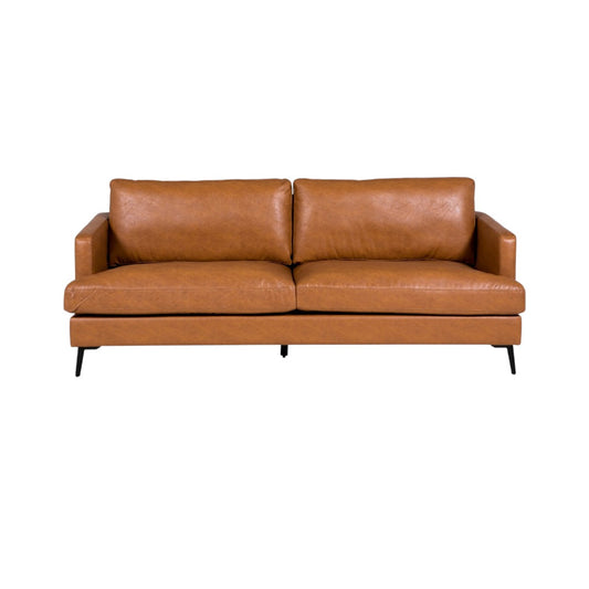 Harlow 3 Seater CRIB 5 contract sofa in tan faux leather — W 2100mm x H 860mm x D 700mm, for hotel bar lounges and restaurant lounge areas