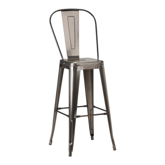 French Bistro High Chair Bar Stool | 25 RAL Colours | Gun Metal | Matt Black | In Stock Gun Metal Grey — In Stock - Industrious Decor