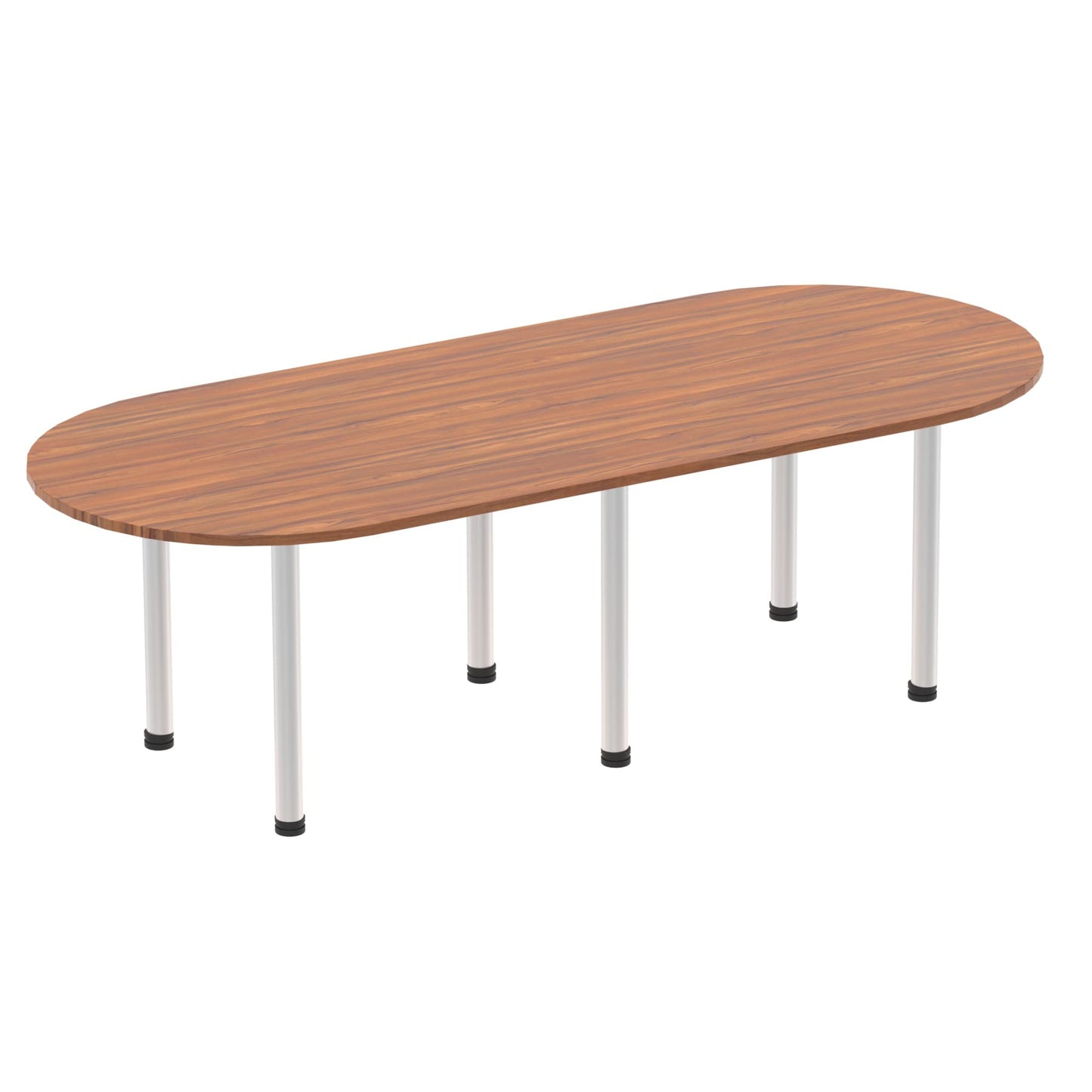 Impulse Boardroom Table With Post Leg Walnut 2400 Silver - Industrious Decor