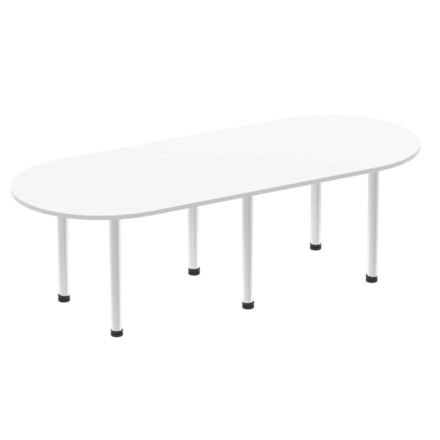 Impulse Boardroom Table With Post Leg White 2400 Silver - Industrious Decor
