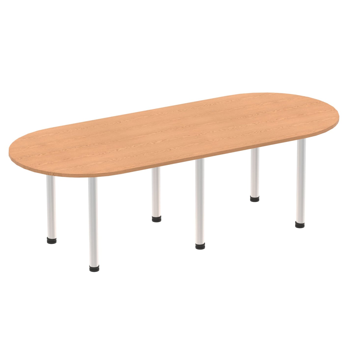 Impulse Boardroom Table With Post Leg Oak 2400 Silver - Industrious Decor
