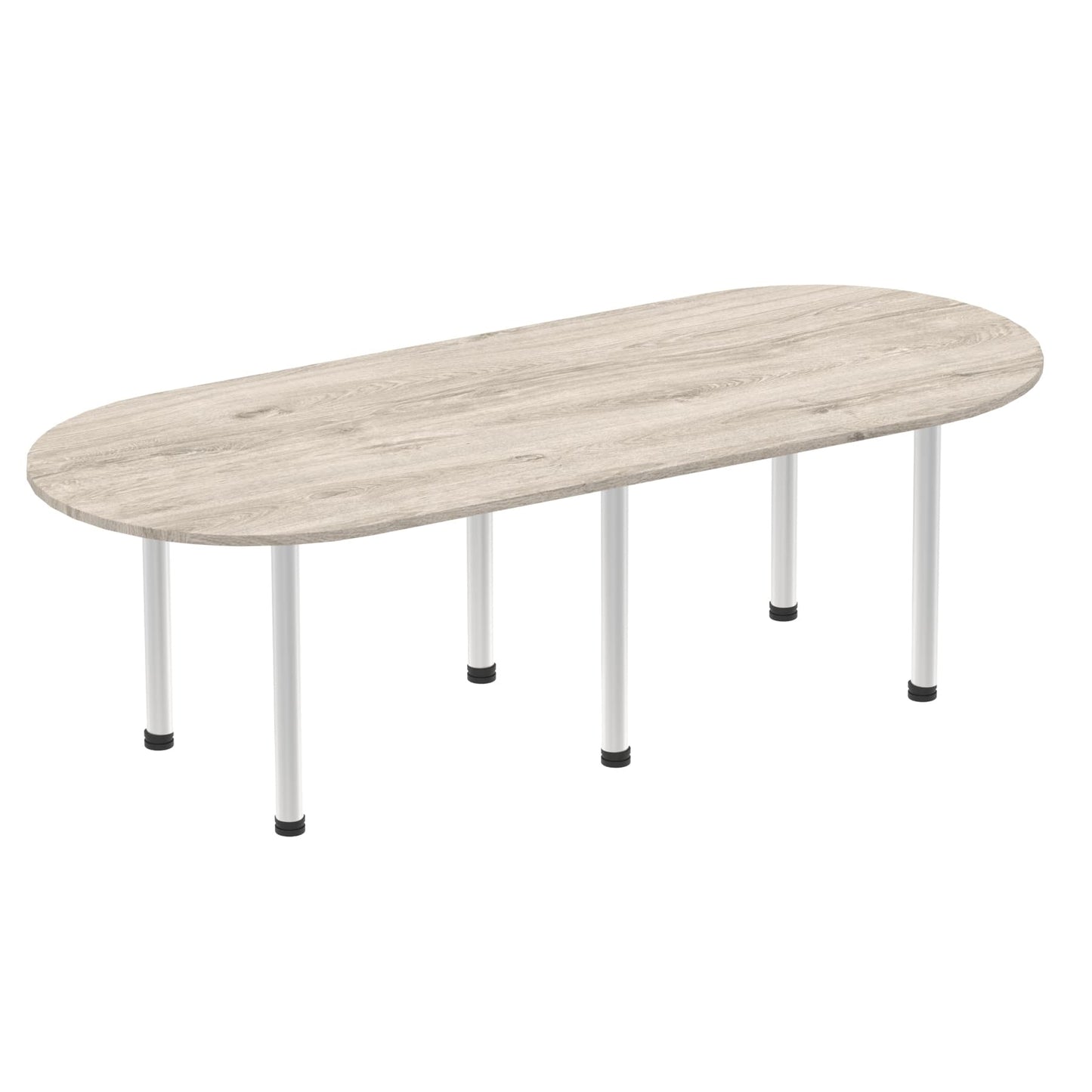 Impulse Boardroom Table With Post Leg Grey Oak 2400 Silver - Industrious Decor