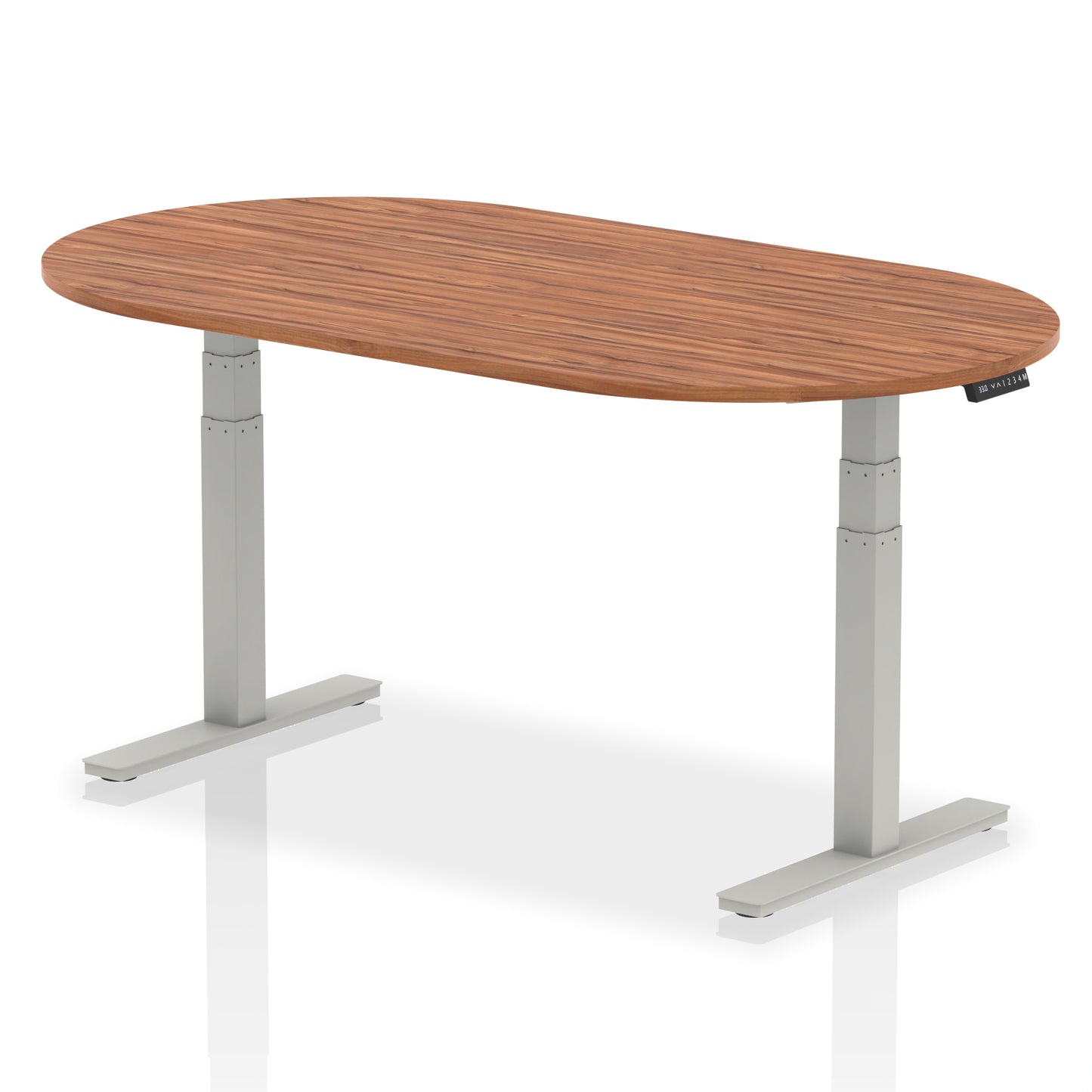 Impulse Height Adjustable Boardroom Table Walnut 1800 Silver - Industrious Decor