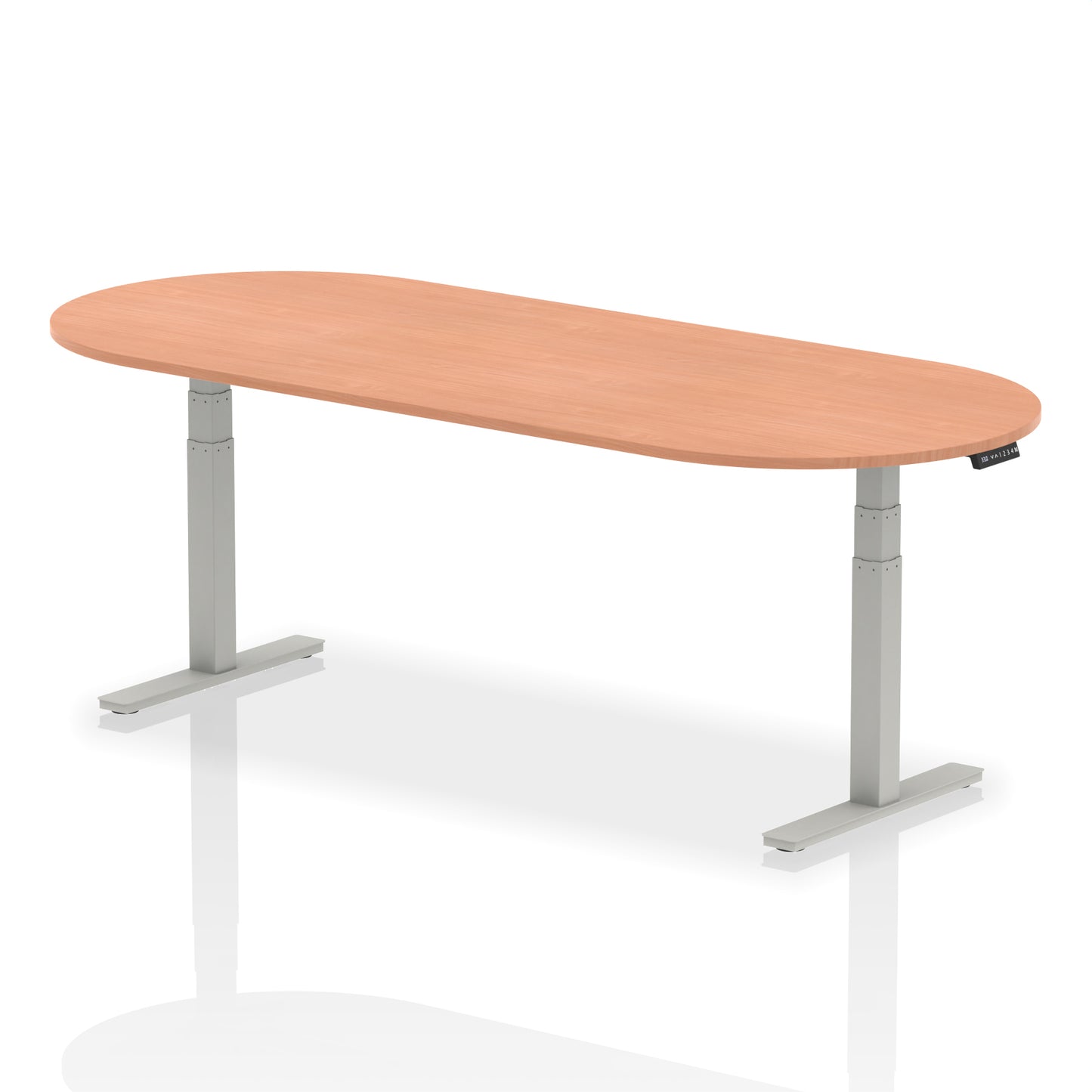 Impulse Height Adjustable Boardroom Table Beech 2400 Silver - Industrious Decor