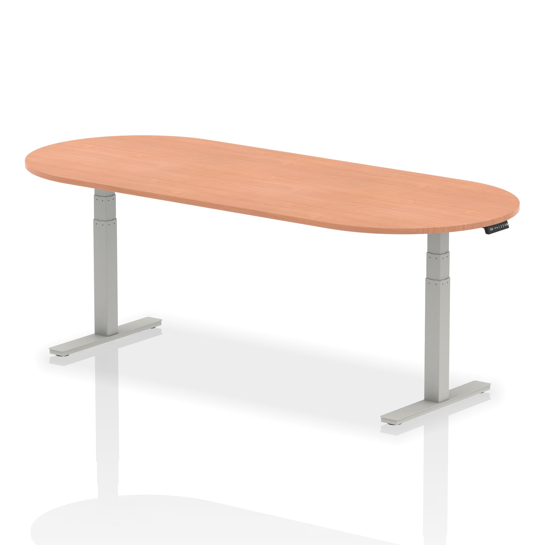 Impulse Height Adjustable Boardroom Table Beech 2400 Silver - Industrious Decor