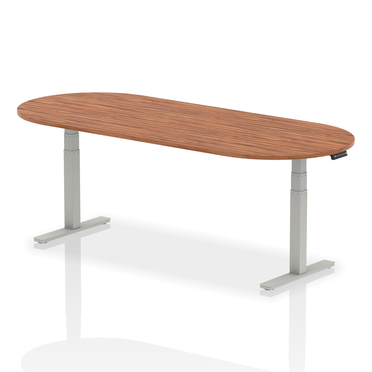 Impulse Height Adjustable Boardroom Table Walnut 2400 Silver - Industrious Decor