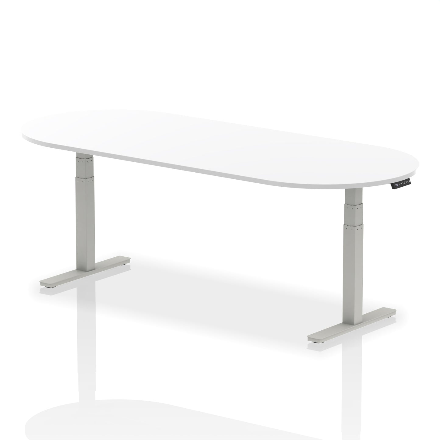 Impulse Height Adjustable Boardroom Table White 2400 Silver - Industrious Decor