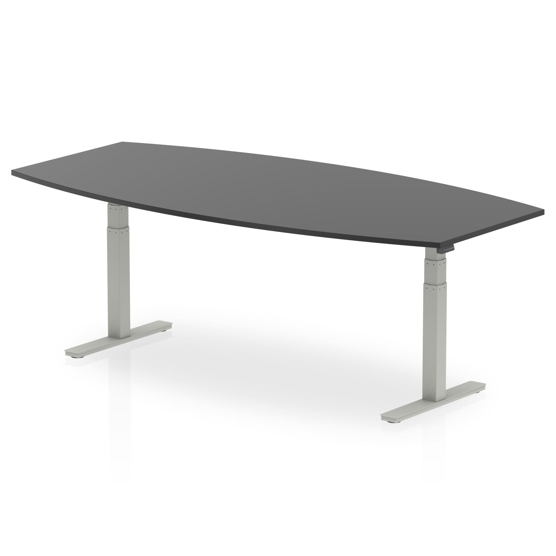 High Gloss Writable Boardroom Table Height Adjustable Black 2400 Silver - Industrious Decor