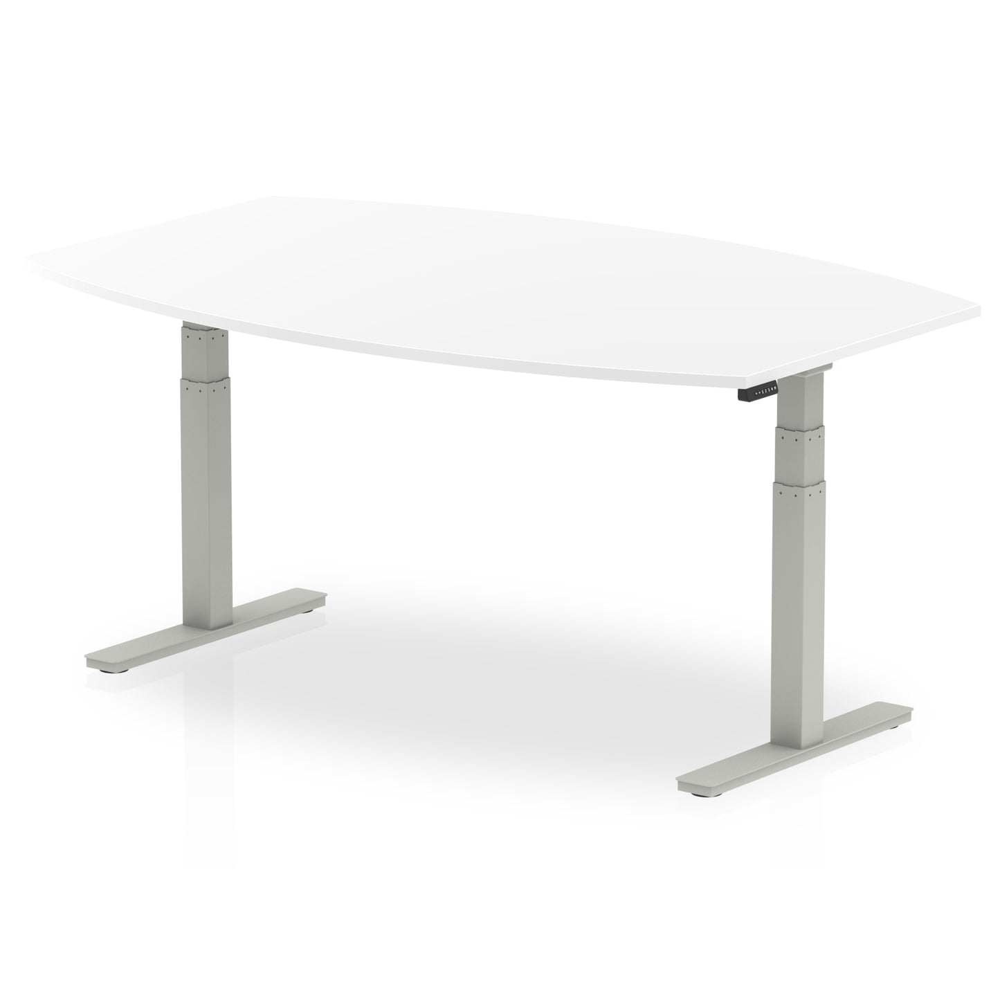 High Gloss Writable Boardroom Table Height Adjustable White 1800 Silver - Industrious Decor
