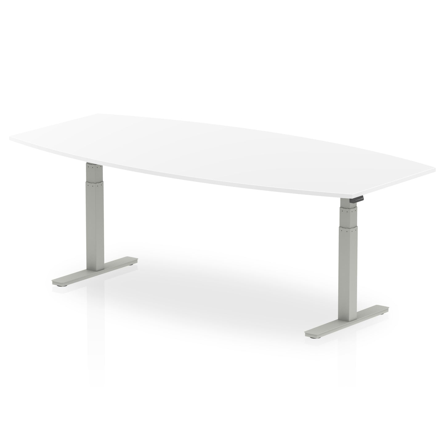High Gloss Writable Boardroom Table Height Adjustable White 2400 Silver - Industrious Decor